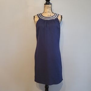 Vineyard Vines Navy Linen Sequin Neck Dress